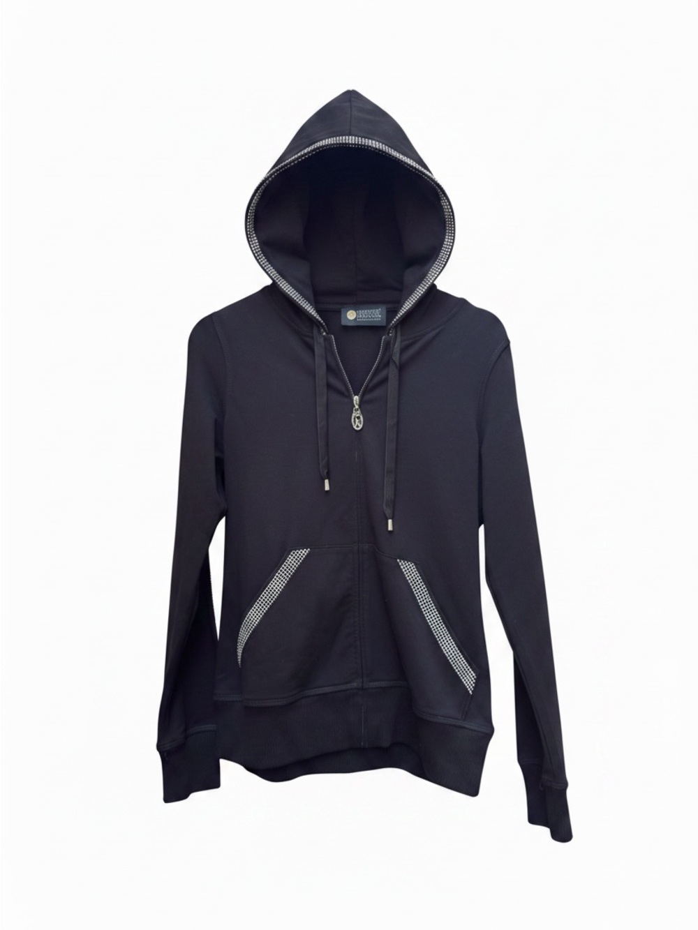 Vintage Y2K CHRISTINE ALEXANDER Swarovski Crystal Embellished Zip Hoodie
